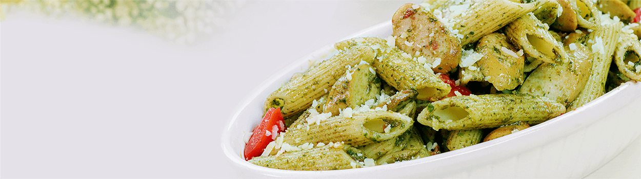 Breakfast Sausage Pesto Pasta