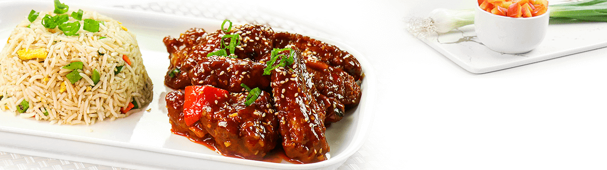 Dragon Chicken Wings with Fried Rice