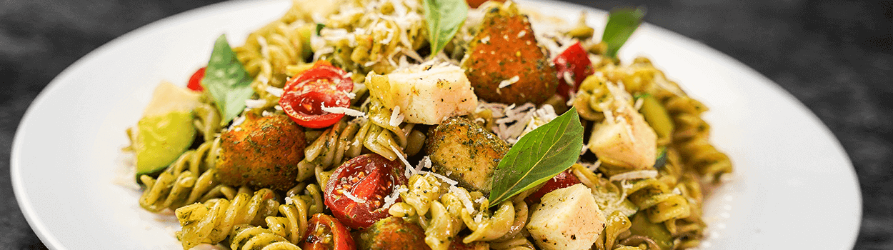 Fun Nuggets with Pesto Pasta Salad