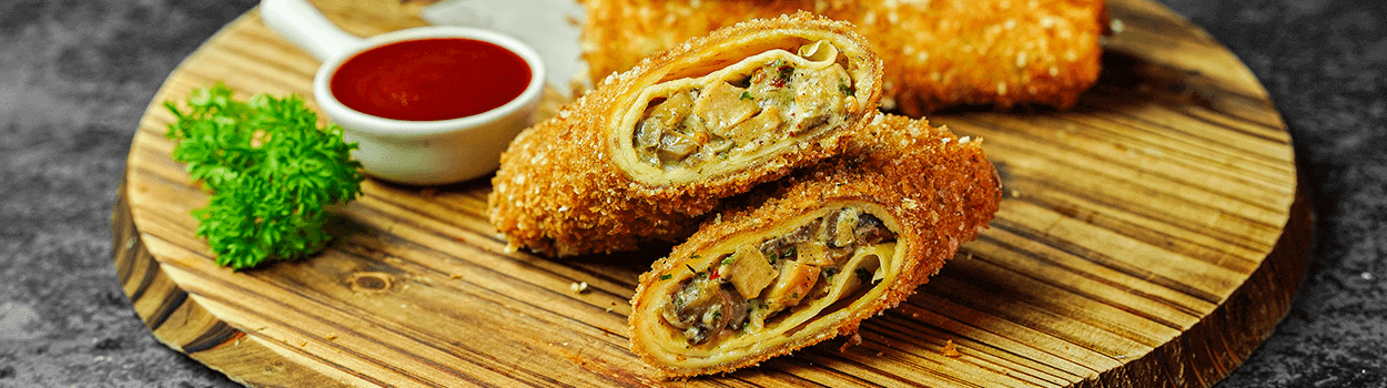 Sausage Mushroom Crepe Rolls