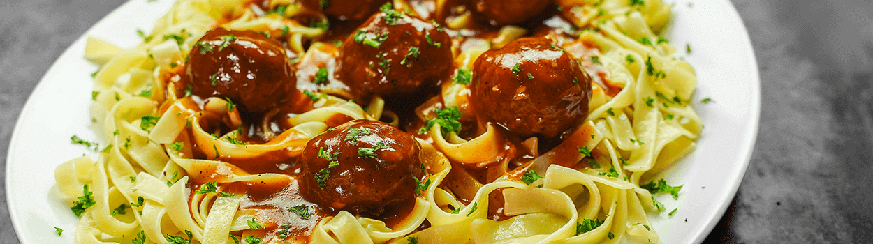 Sweet & Sour Meatballs with Pasta